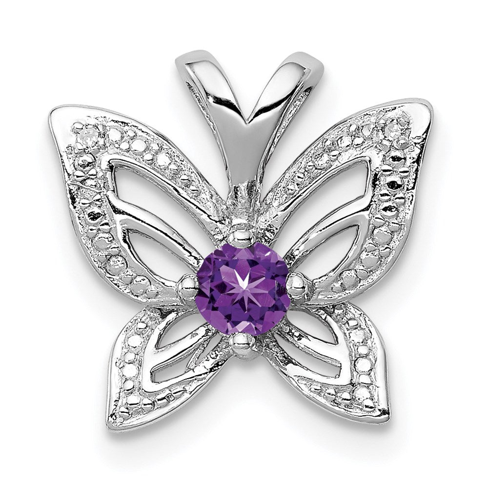 Rhodinierter Sterlingsilber-Anhänger mit Amethyst und Diamant