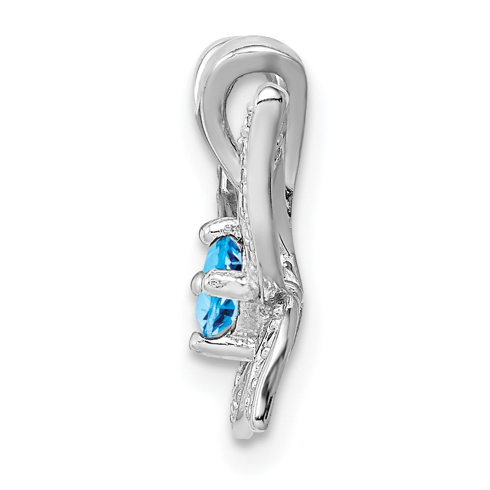 Anhänger aus rhodiniertem Sterlingsilber mit Blautopas und Diamant
