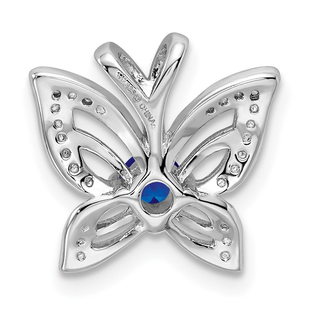 Anhänger aus rhodiniertem Sterlingsilber mit Blautopas und Diamant
