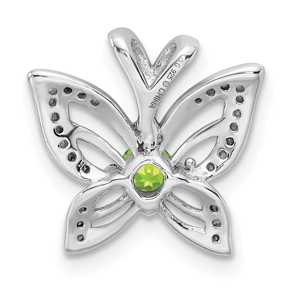 Rhodinierter Sterlingsilber-Anhänger mit Peridot und Diamant