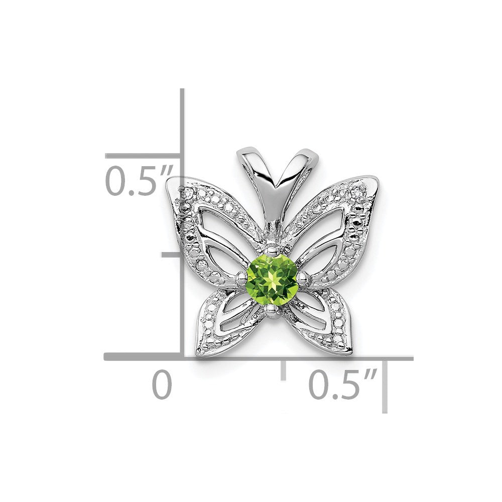 Rhodinierter Sterlingsilber-Anhänger mit Peridot und Diamant