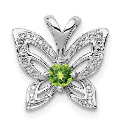 Rhodinierter Sterlingsilber-Anhänger mit Peridot und Diamant