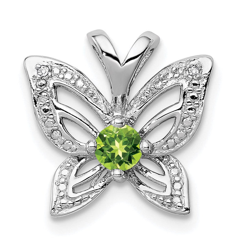 Rhodinierter Sterlingsilber-Anhänger mit Peridot und Diamant