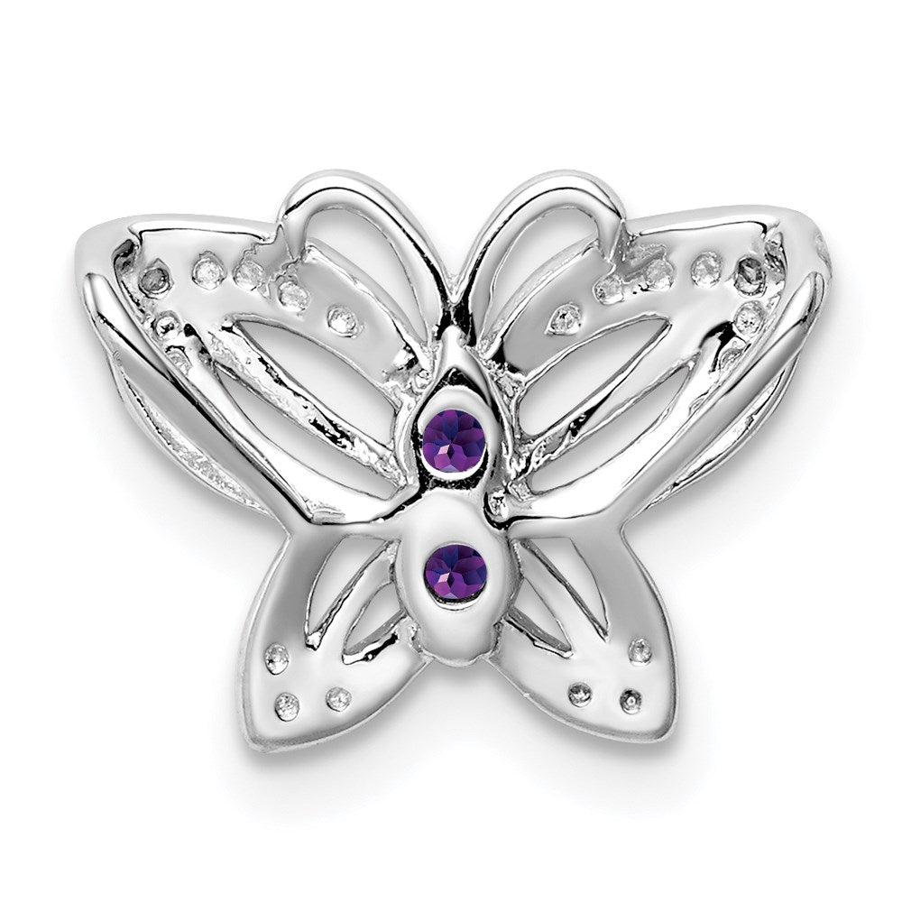 Rhodinierter Sterlingsilber-Anhänger mit Amethyst und Diamant