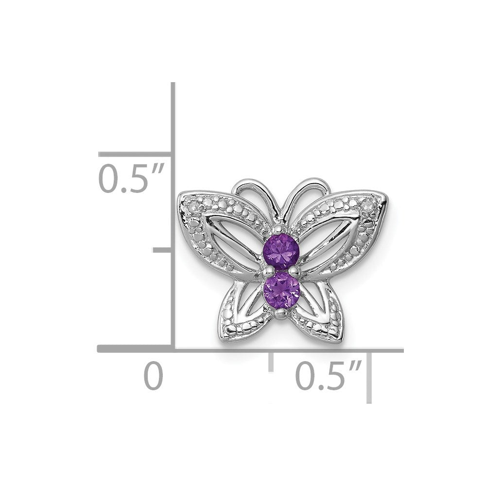 Rhodinierter Sterlingsilber-Anhänger mit Amethyst und Diamant