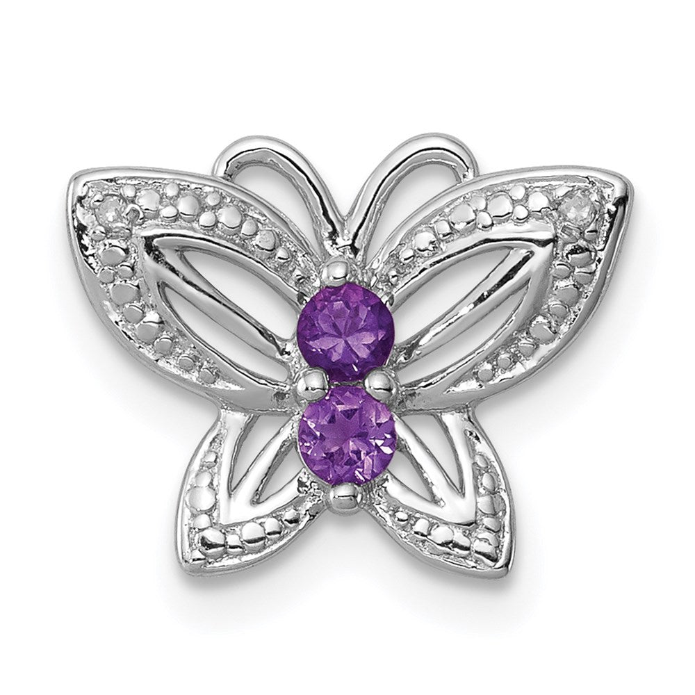 Rhodinierter Sterlingsilber-Anhänger mit Amethyst und Diamant