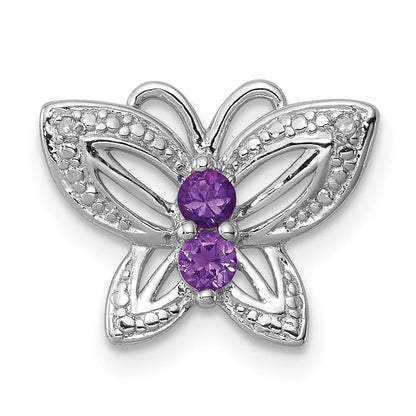 Rhodinierter Sterlingsilber-Anhänger mit Amethyst und Diamant