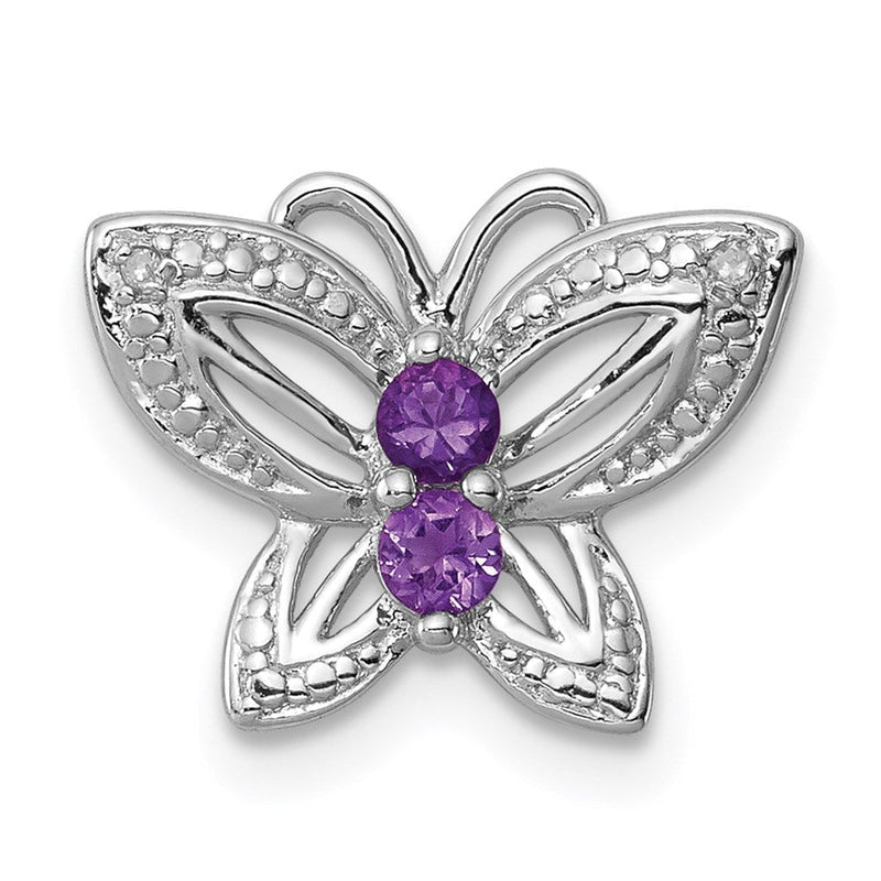 Rhodinierter Sterlingsilber-Anhänger mit Amethyst und Diamant