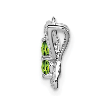 Rhodinierter Anhänger aus Sterlingsilber mit Peridot und Diamant