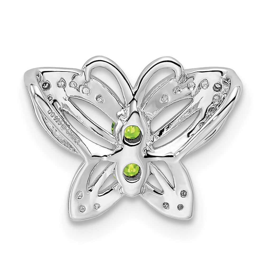 Rhodinierter Anhänger aus Sterlingsilber mit Peridot und Diamant