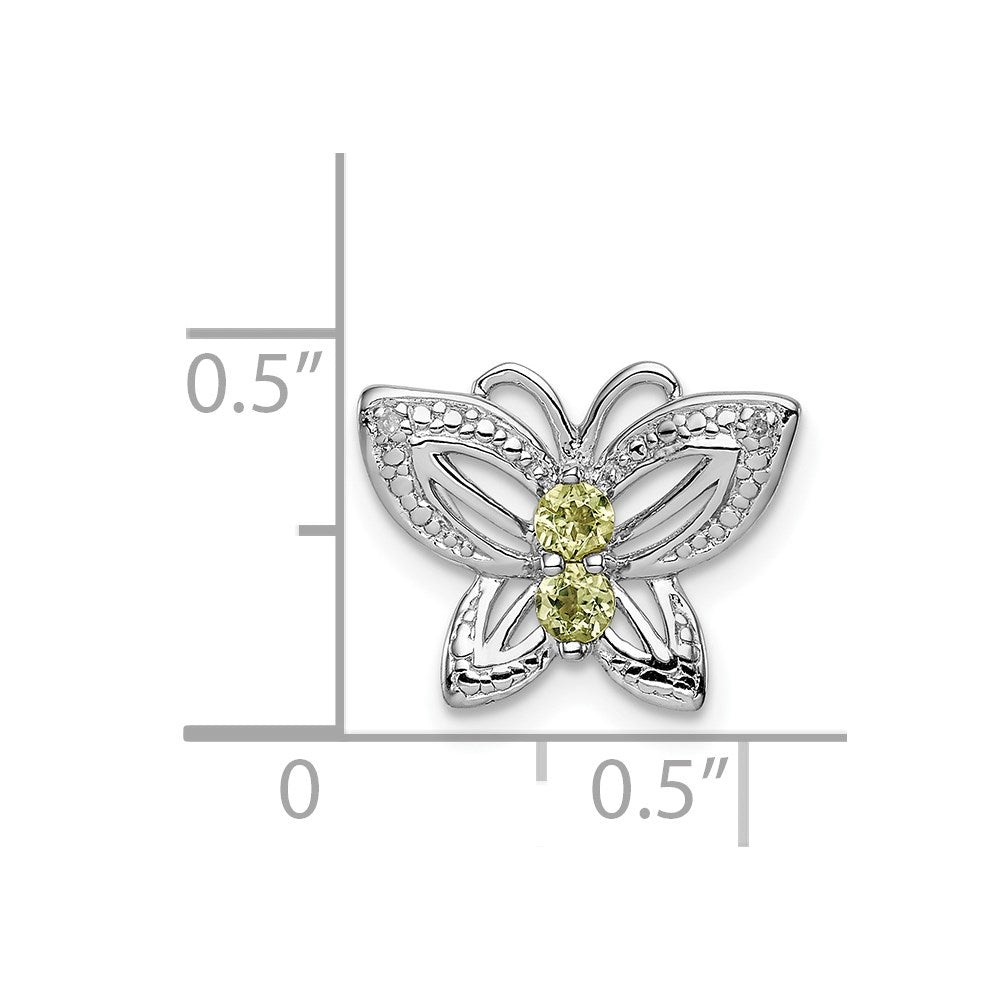 Rhodinierter Anhänger aus Sterlingsilber mit Peridot und Diamant