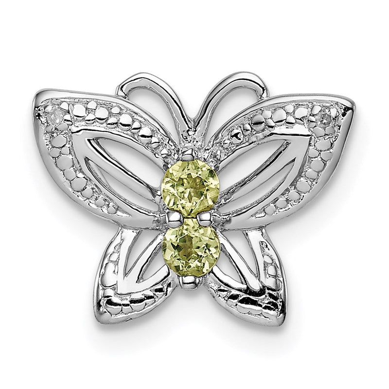 Rhodinierter Anhänger aus Sterlingsilber mit Peridot und Diamant