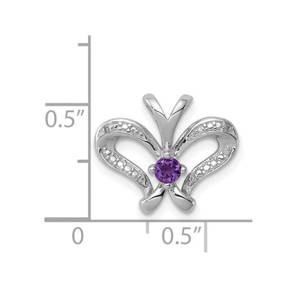 Rhodinierter Sterlingsilber-Anhänger mit Amethyst und Diamant