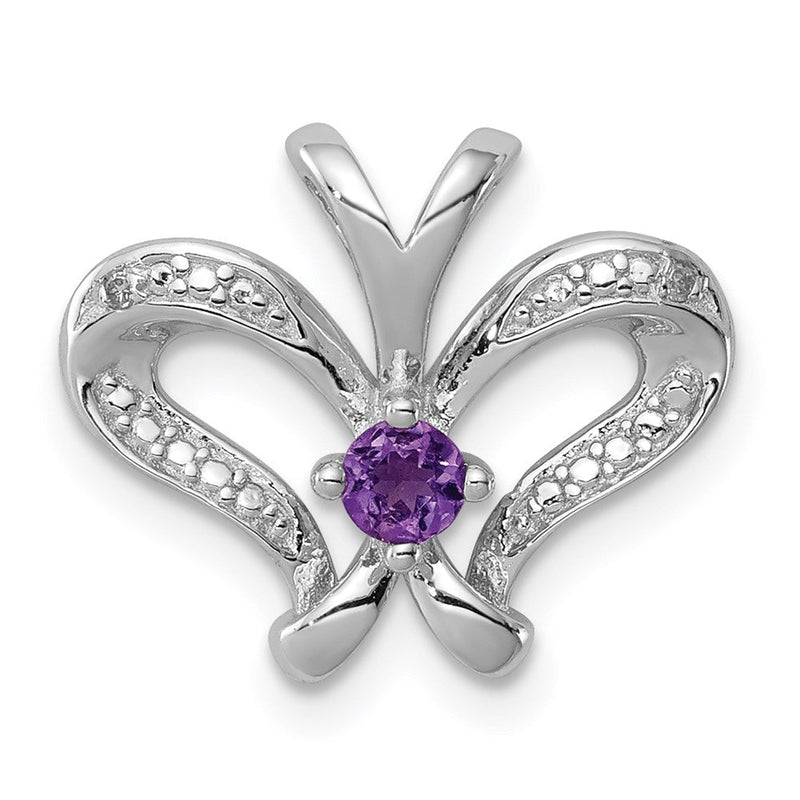 Rhodinierter Sterlingsilber-Anhänger mit Amethyst und Diamant