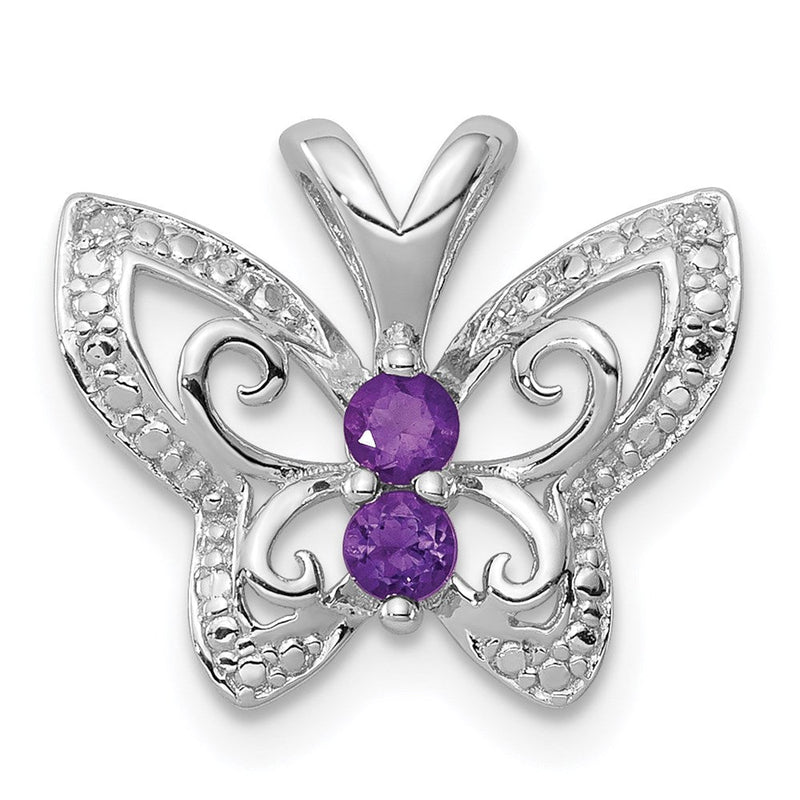 Anhänger aus rhodiniertem Sterlingsilber mit Amethyst und Diamant