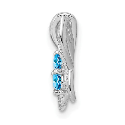 Rhodinierter Sterlingsilber-Anhänger mit Blautopas und Diamant