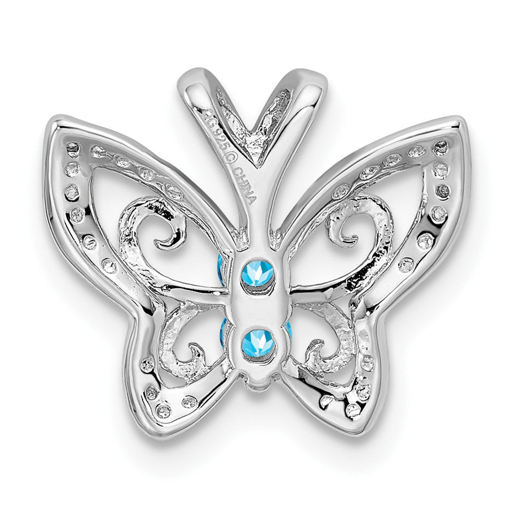 Rhodinierter Sterlingsilber-Anhänger mit Blautopas und Diamant