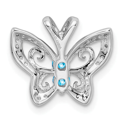 Rhodinierter Sterlingsilber-Anhänger mit Blautopas und Diamant