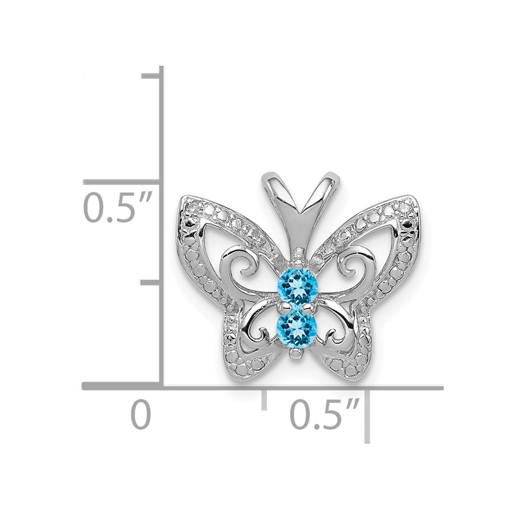 Rhodinierter Sterlingsilber-Anhänger mit Blautopas und Diamant