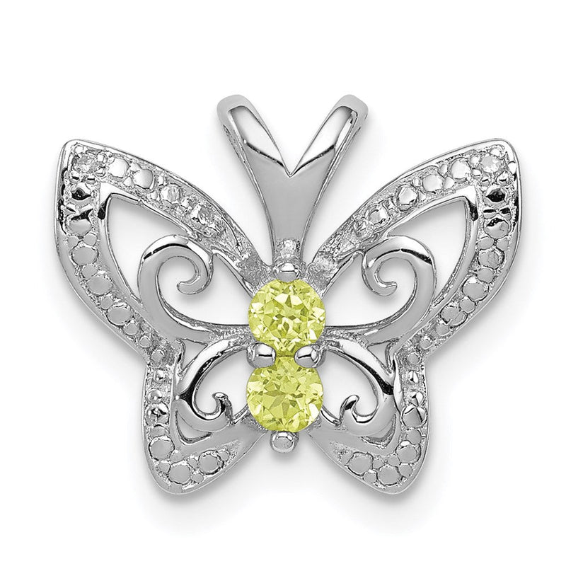 Rhodinierter Peridot- und Diamant-Anhänger aus Sterlingsilber