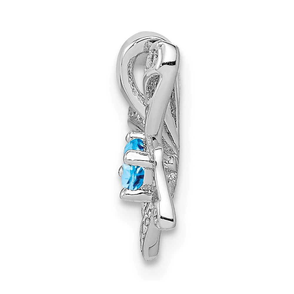 Anhänger aus rhodiniertem Sterlingsilber mit blauem Topas und Diamant