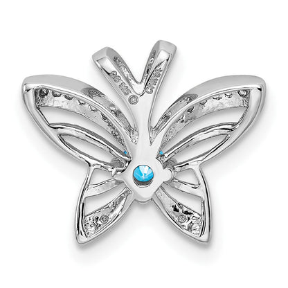 Anhänger aus rhodiniertem Sterlingsilber mit blauem Topas und Diamant