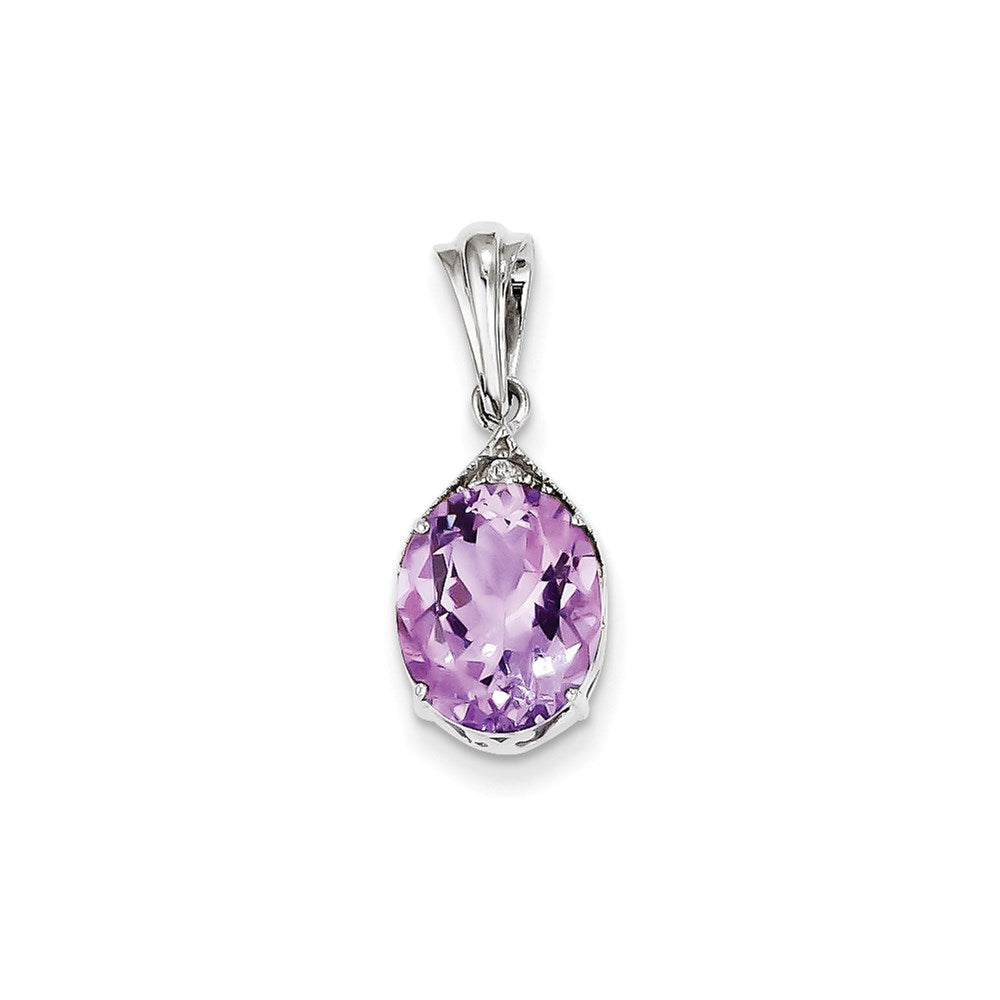 Ovaler Anhänger aus Sterlingsilber mit Amethyst und Weißem Topas