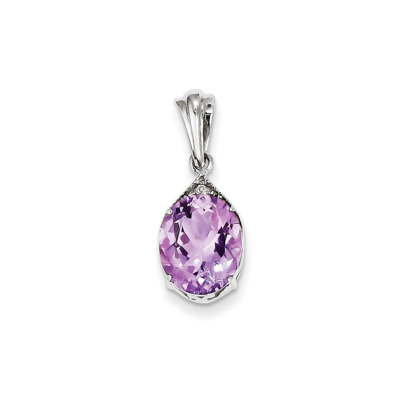 Ovaler Anhänger aus Sterlingsilber mit Amethyst und Weißem Topas