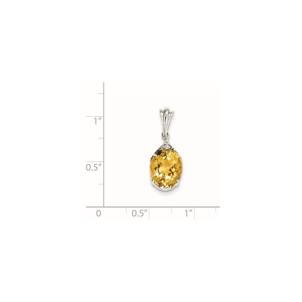 Rhodinierter Sterlingsilber-Anhänger mit ovalem Citrin und Weißtopas