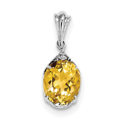 Rhodinierter Sterlingsilber-Anhänger mit ovalem Citrin und Weißtopas