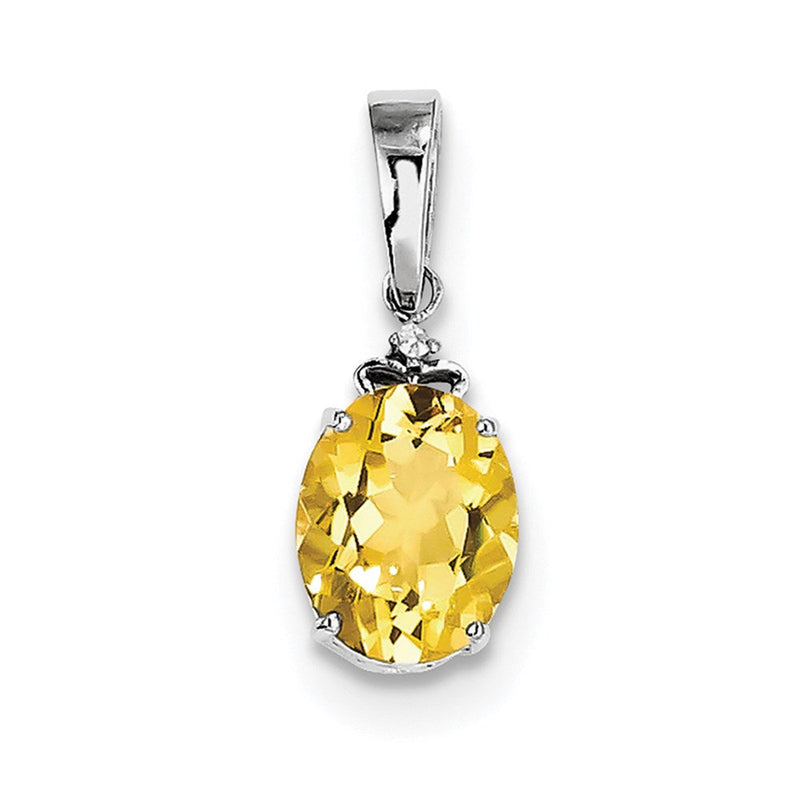 Anhänger aus rhodiniertem Sterlingsilber mit Citrin und Weißem Topas, oval