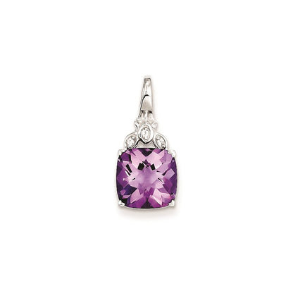 Sterlingsilber-Anhänger, quadratisch, mit Amethyst und Weißem Topas