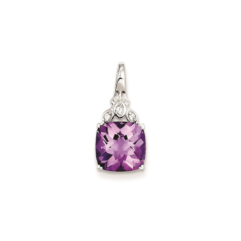 Sterlingsilber-Anhänger, quadratisch, mit Amethyst und Weißem Topas