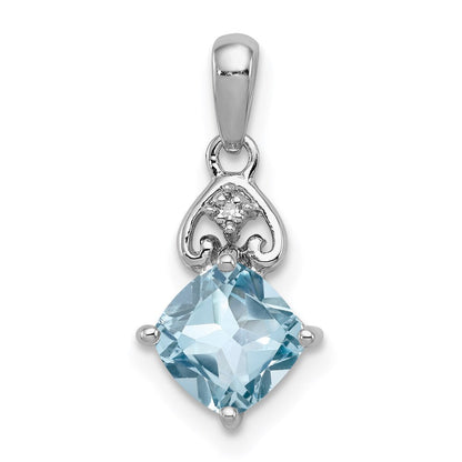 Sterlingsilber Rhodiniert Diamant und Licht Schweizer Bt Anhänger