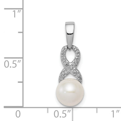Sterlingsilber Rhodiniert Diamant und Fw Zuchtperle Anhänger