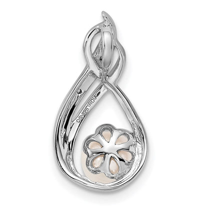 Sterlingsilber Rhodiniert Diamant und Fw Zuchtperle Kette Anhänger