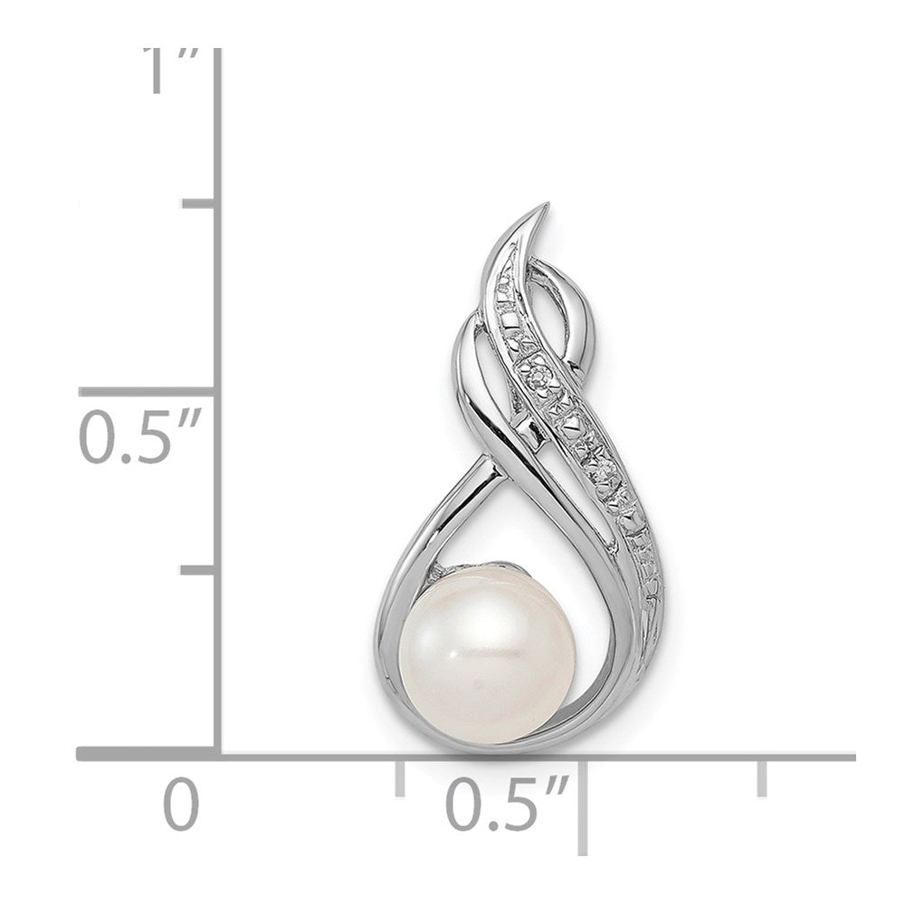 Sterlingsilber Rhodiniert Diamant und Fw Zuchtperle Kette Anhänger
