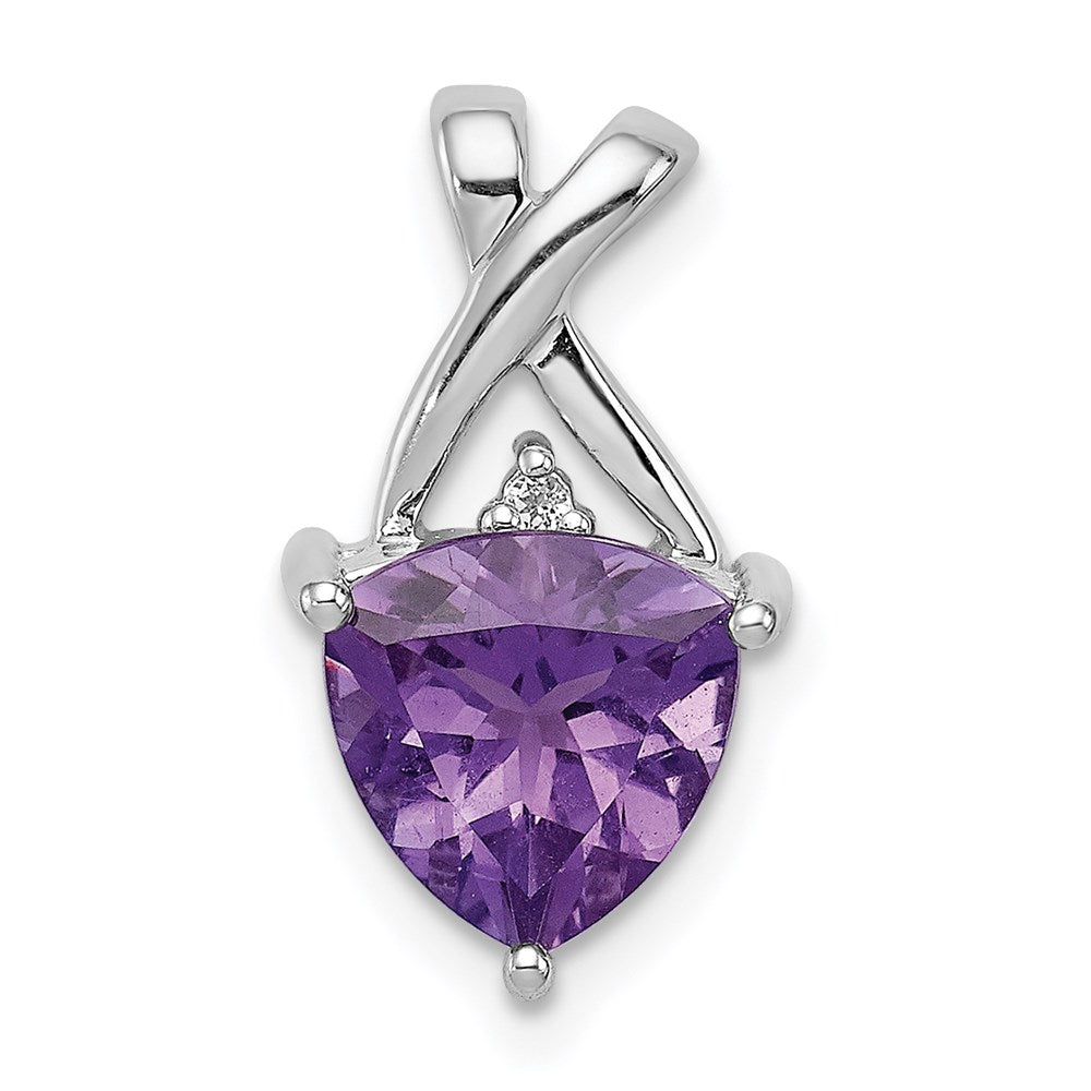 Sterlingsilber Rhodiniert Amethyst und Weiß Topas Anhänger