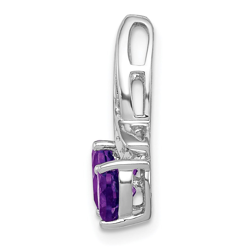 Sterlingsilber Rhodiniert Diamant und Amethyst Doppelt Herz Kette Anhänger