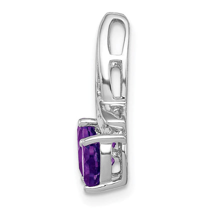 Sterlingsilber Rhodiniert Diamant und Amethyst Doppelt Herz Kette Anhänger
