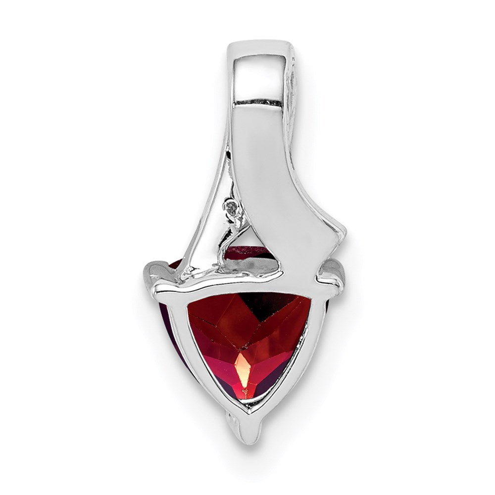 Sterlingsilber Rhodiniert Diamant und Granat Trillant Anhänger