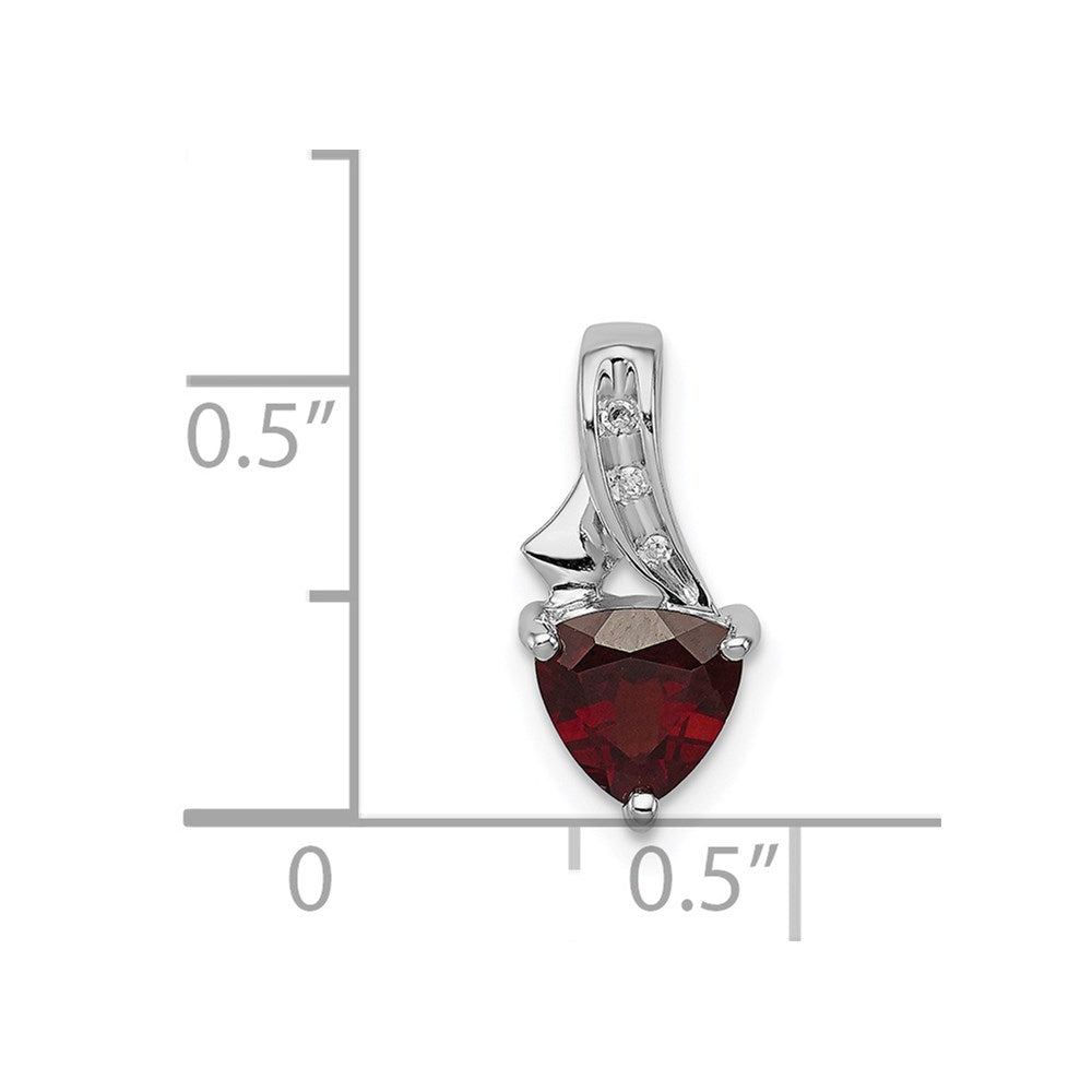 Sterlingsilber Rhodiniert Diamant und Granat Trillant Anhänger