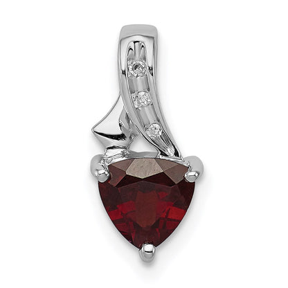 Sterlingsilber Rhodiniert Diamant und Granat Trillant Anhänger