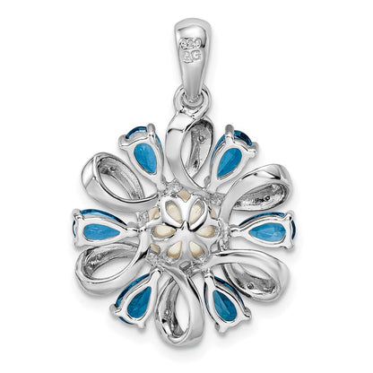 Sterlingsilber Rhodiniert Diamant. und London Bt Blume Anhänger