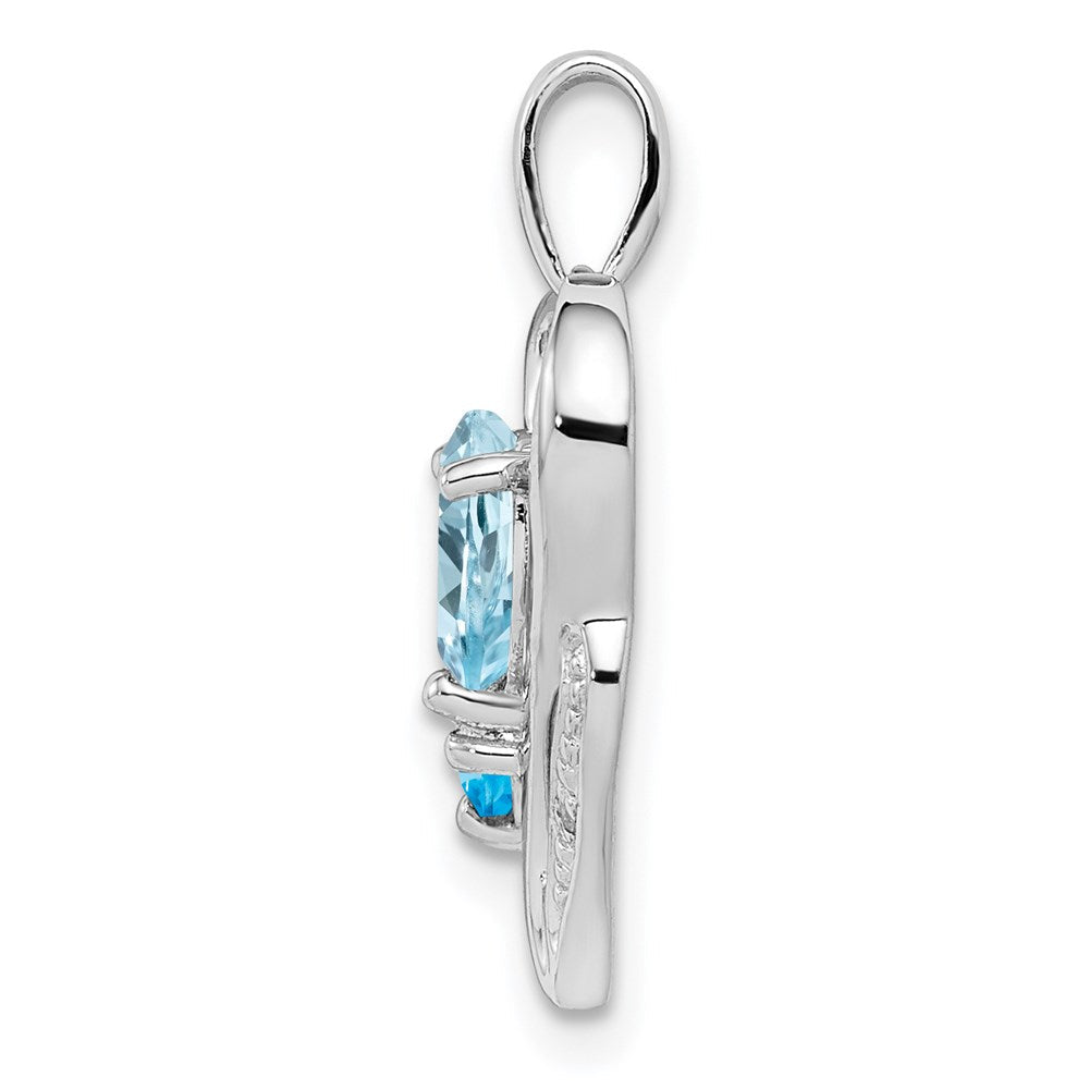 Sterlingsilber Rhodiniert Diamant & Himmel Blautopas Anhänger