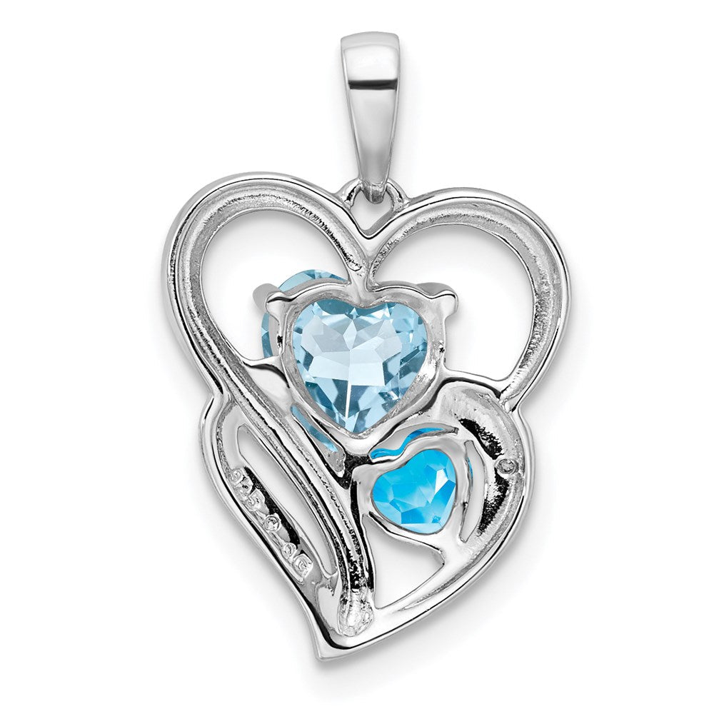 Sterlingsilber Rhodiniert Diamant & Himmel Blautopas Anhänger