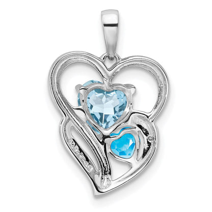 Sterlingsilber Rhodiniert Diamant & Himmel Blautopas Anhänger
