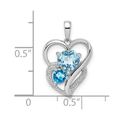 Sterlingsilber Rhodiniert Diamant & Himmel Blautopas Anhänger