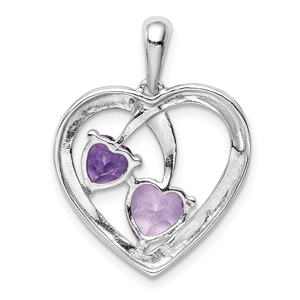 Sterlingsilber Rhodiniert Diamant Amethyst und Rose De France Anhänger