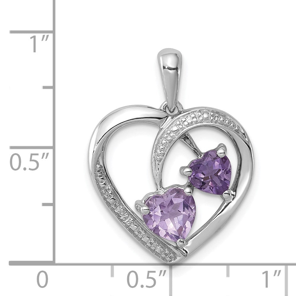 Sterlingsilber Rhodiniert Diamant Amethyst und Rose De France Anhänger